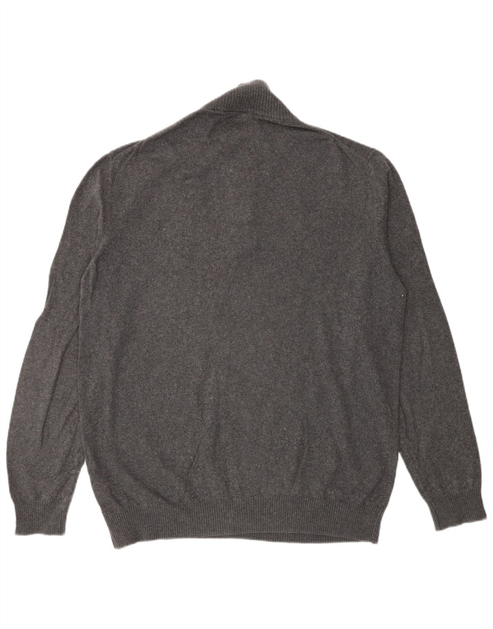 Lyle & Scott Maglione da uomo con zip e collo grande in cotone grigio