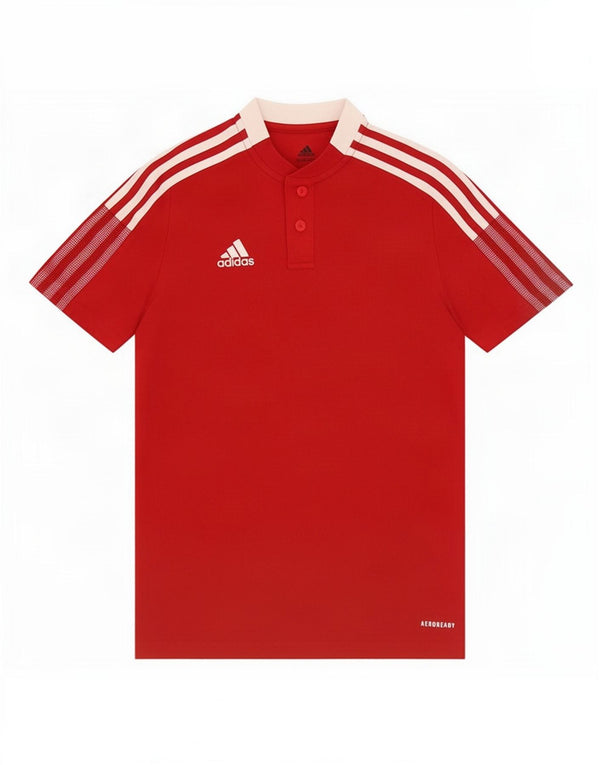 Adidas Boys Aeroready T-Shirt Top 11-12 Years Red Colourblock Cotton