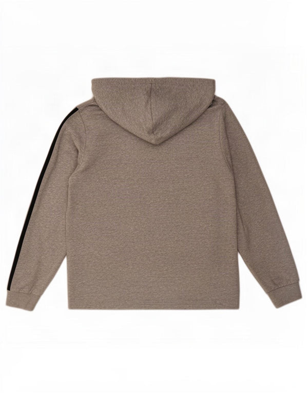 Maglione con cappuccio e zip da uomo Adidas in cotone chiazzato grigio medio