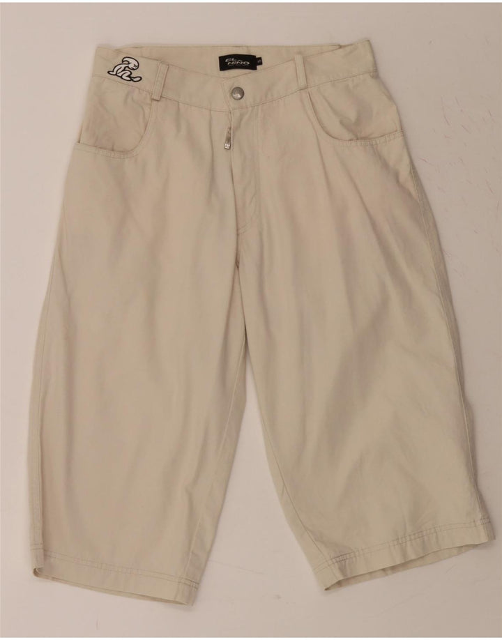 EL NINO Mens Graphic Bermuda Shorts Small W28  Beige Vintage El Nino and Second-Hand El Nino from Messina Hembry 