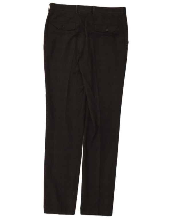 Pantaloni da abito da uomo Marks & Spencer super slim fit W32 L33 a quadri grigi