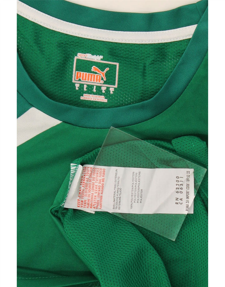PUMA Mens T-Shirt Top Large Green Colourblock Polyester