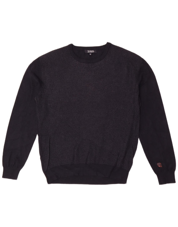 Maglione da donna Trussardi con scollo a barca UK 18 XL in viscosa blu navy