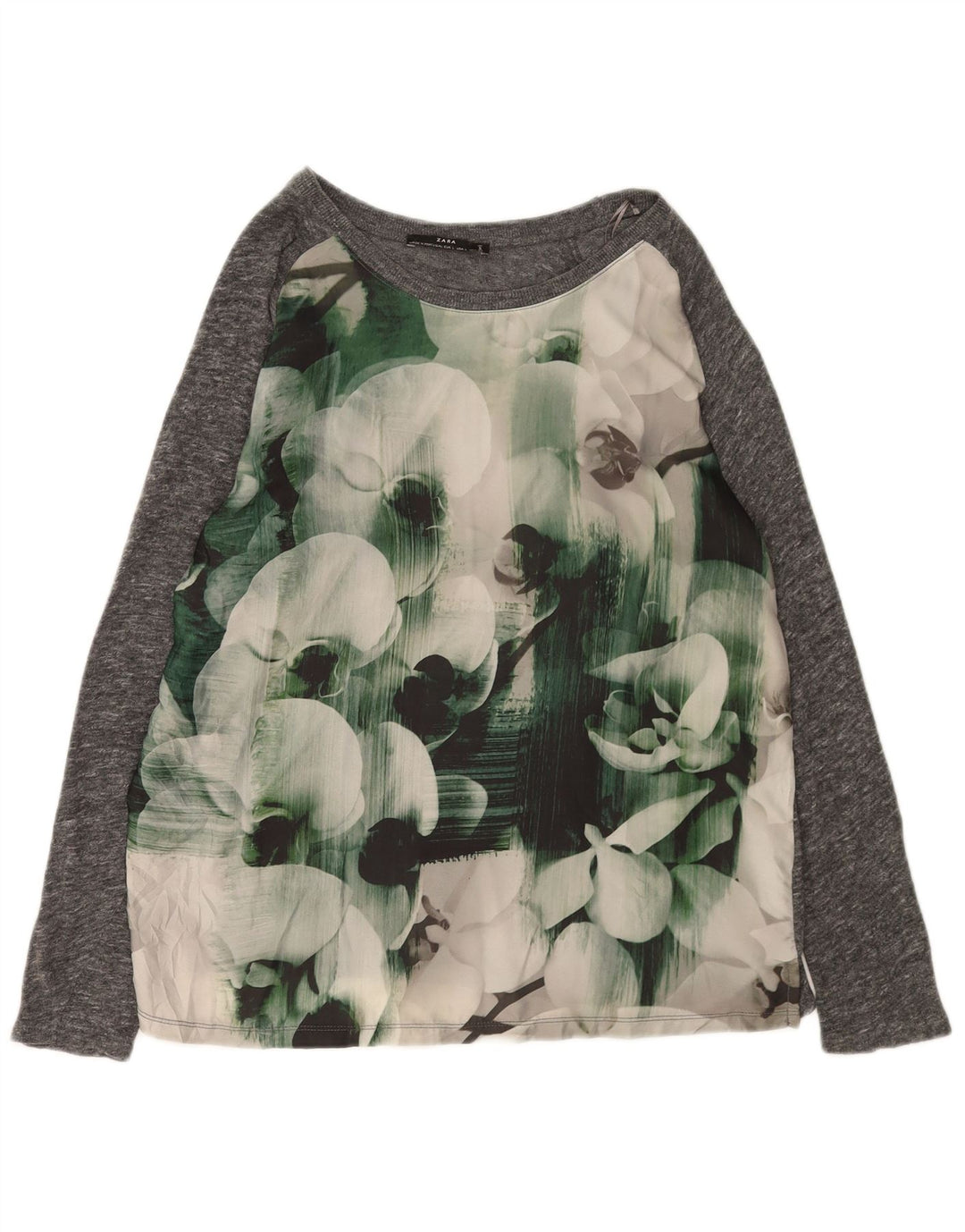 Camicetta da donna Zara Top UK 16 grande grigio floreale