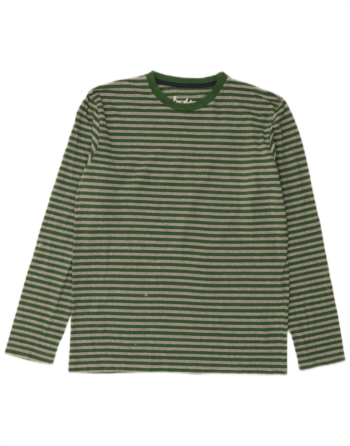 Boden Top da uomo a maniche lunghe in cotone a righe piccole verdi