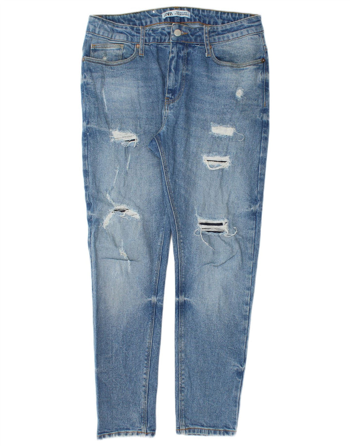 Jeans slim invecchiati Zara da donna W33 L28 Blu