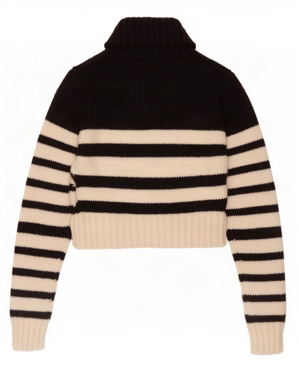 Maglione corto da donna Zara con collo alto, UK 16, acrilico a righe grandi nere