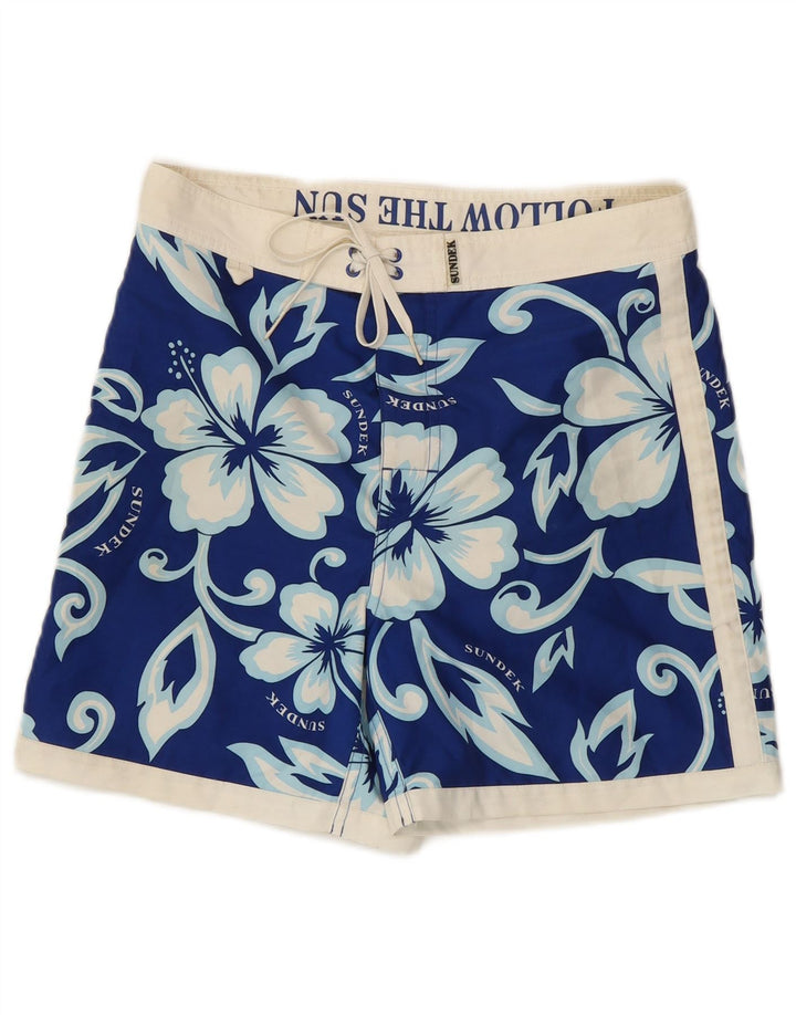 Pantaloncini da bagno da uomo Sundek piccoli fiori blu