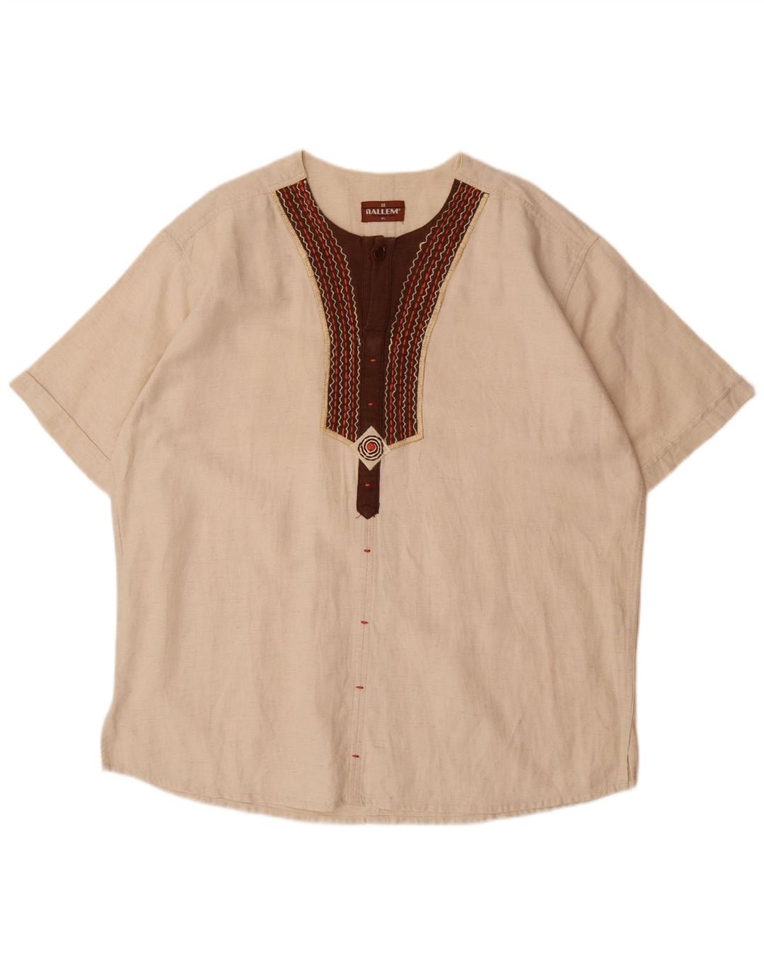 Camicia pullover a maniche corte da uomo VINTAGE XL Beige Colourblock