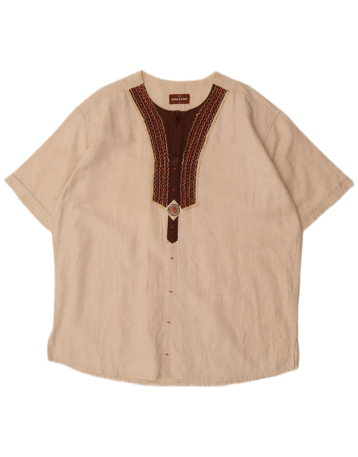 Camicia pullover a maniche corte da uomo VINTAGE XL Beige Colourblock