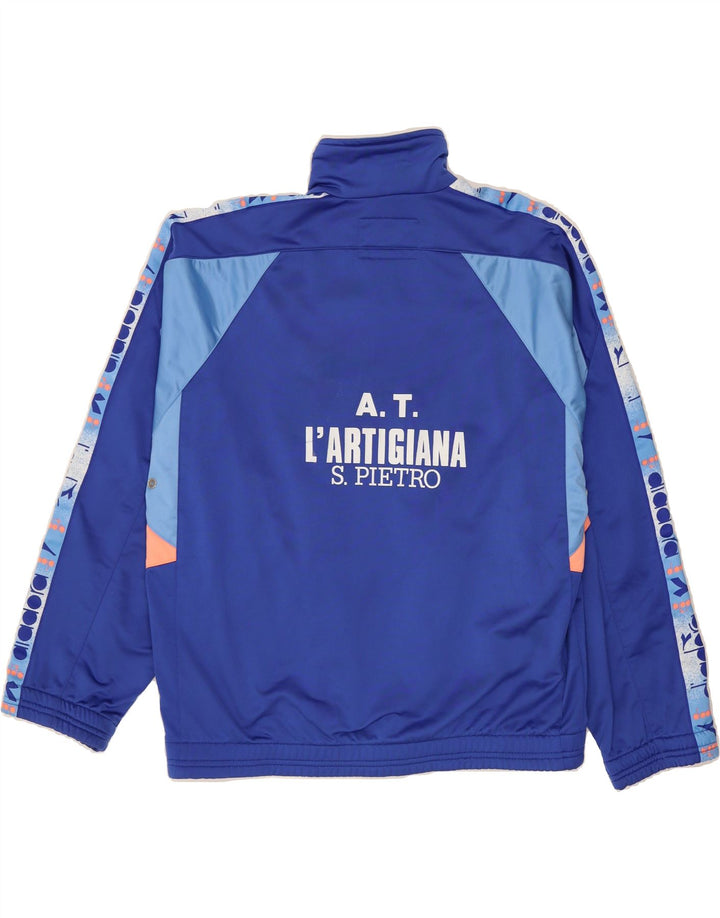 DIADORA Mens Graphic Tracksuit Top Jacket UK 40 Medium Blue Colourblock Vintage Diadora and Second-Hand Diadora from Messina Hembry 