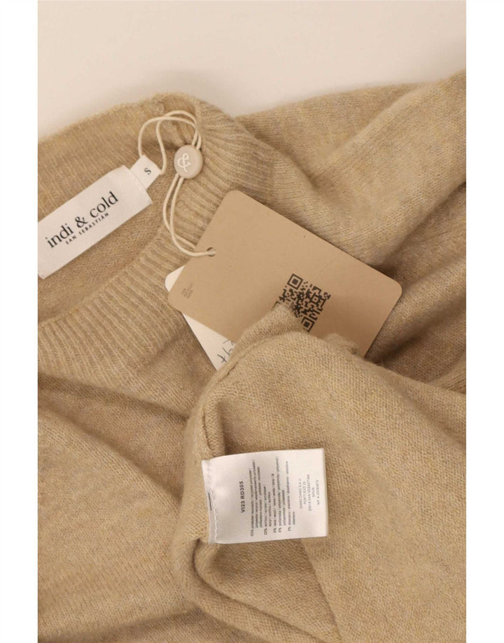 Maglione maglione oversize con collo alto da donna Indi & Cold UK 10 piccolo Beige