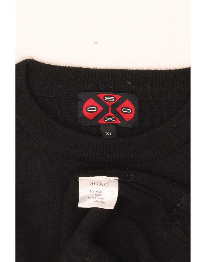 Maglione maglione girocollo da uomo Soxo XL in lana color block nero