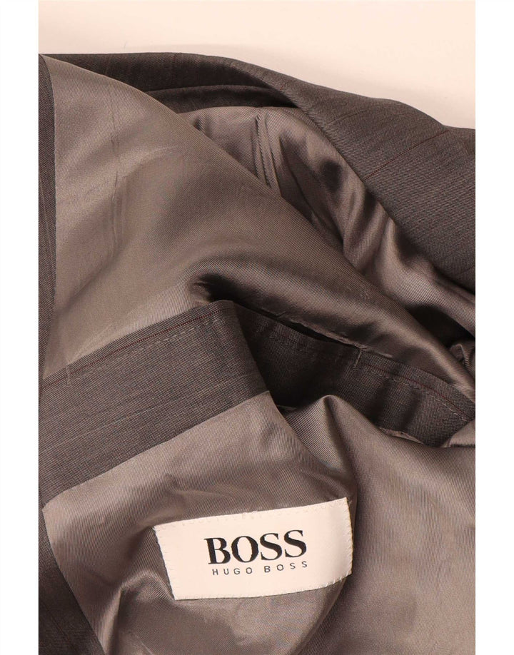 Giacca blazer doppiopetto da uomo Hugo Boss IT 50 grande lana a righe grigie