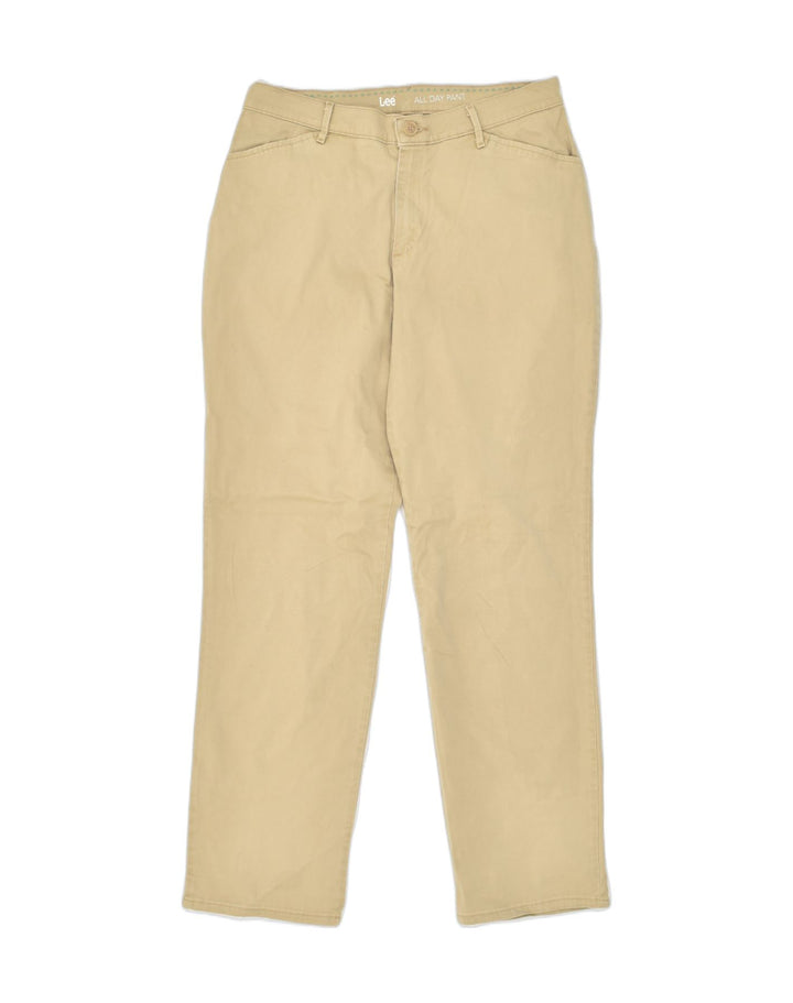 LEE Womens Straight Casual Trousers US 10 Large W31 L30 Beige Cotton | Vintage Lee | Thrift | Second-Hand Lee | Used Clothing | Messina Hembry 