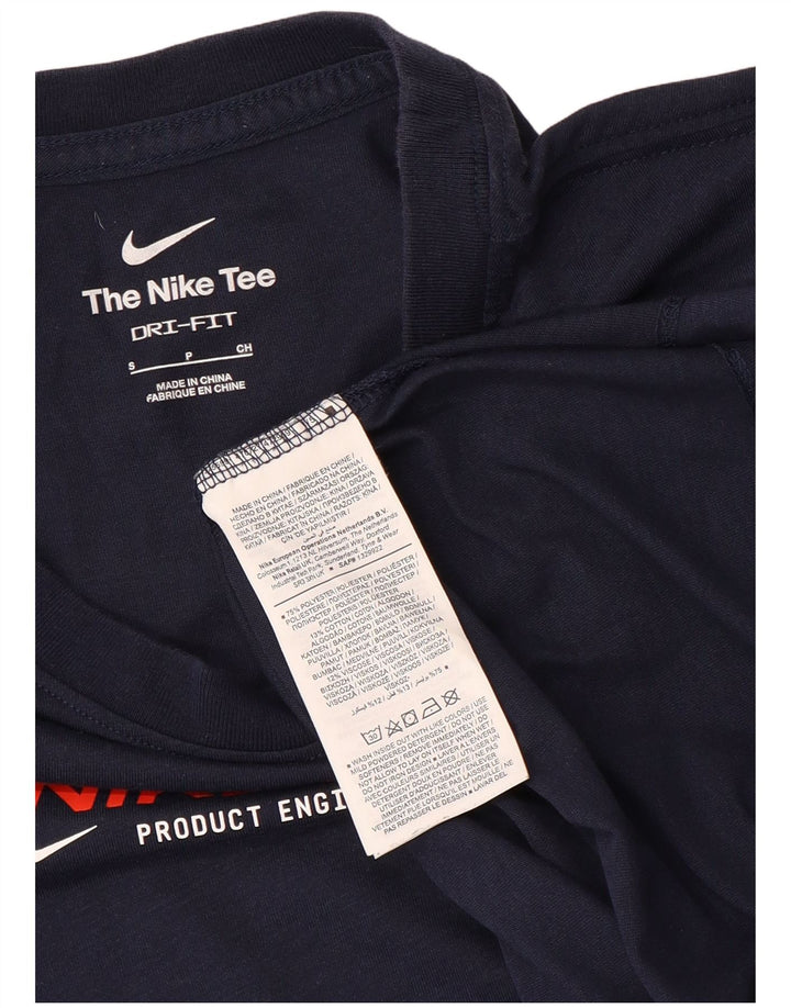 T-shirt grafica Nike Dri Fit da uomo, piccola, in poliestere blu navy