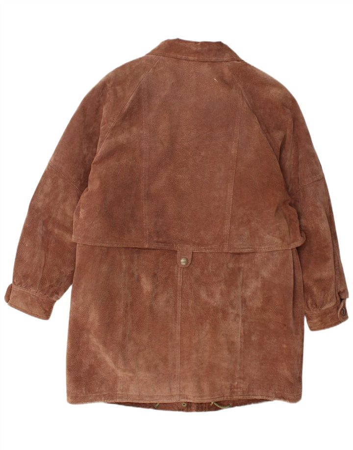 Cappotto giacca a vento in pelle scamosciata Canda da donna C&A UK 16 grande in pelle marrone
