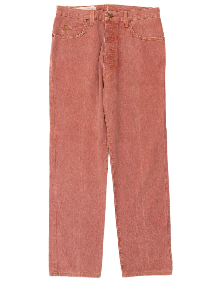 Jeans dritti da uomo con cintura in cotone W36 L29 Marrone