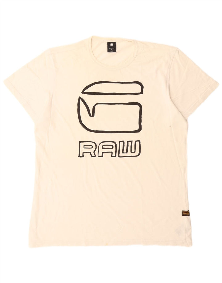 T-shirt grafica da uomo G-Star Top grande in cotone bianco
