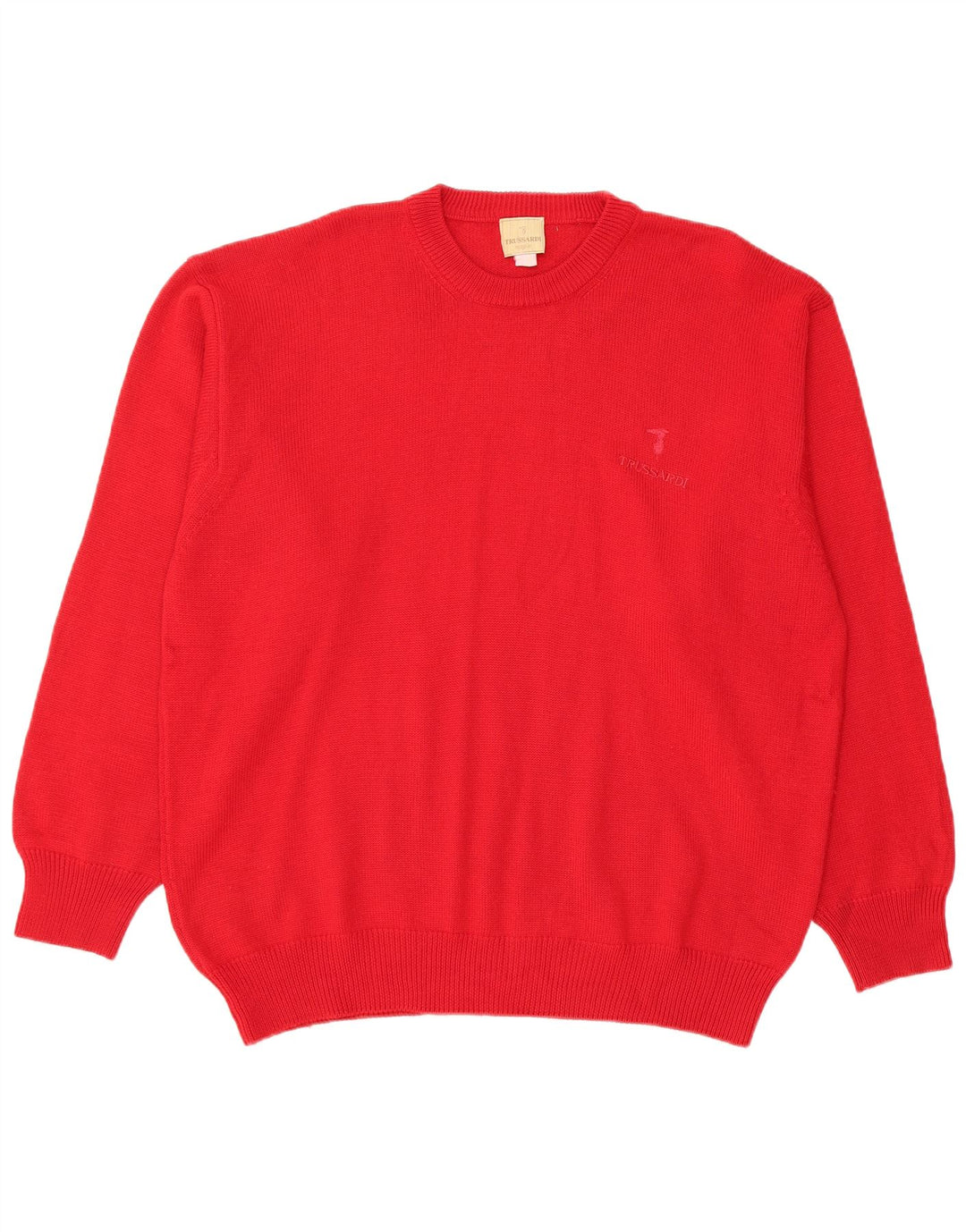 Maglione Uomo Girocollo TRUSSARDI XL Rosso Lana Merino