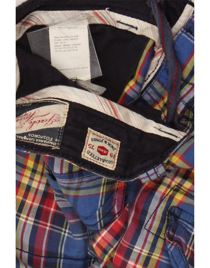 Pantaloncini cargo da uomo Jack & Jones medi W34 in cotone a quadri blu