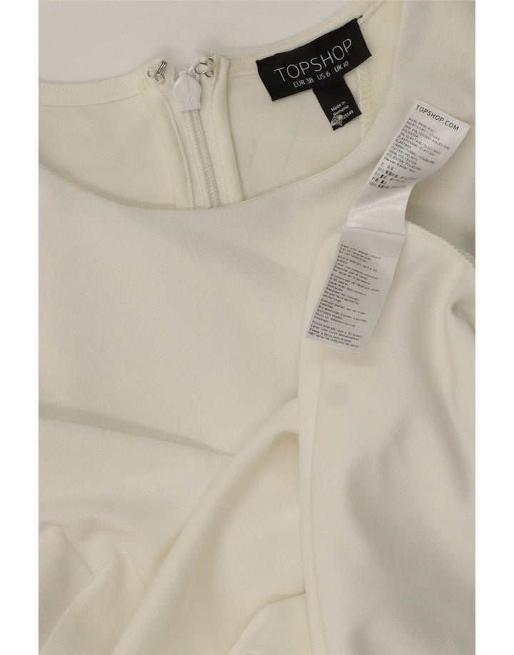 Abito tubino senza maniche da donna Topshop UK 10 piccolo poliestere bianco
