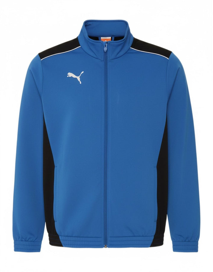 Giacca da ginnastica da uomo Puma Small in poliestere color block blu