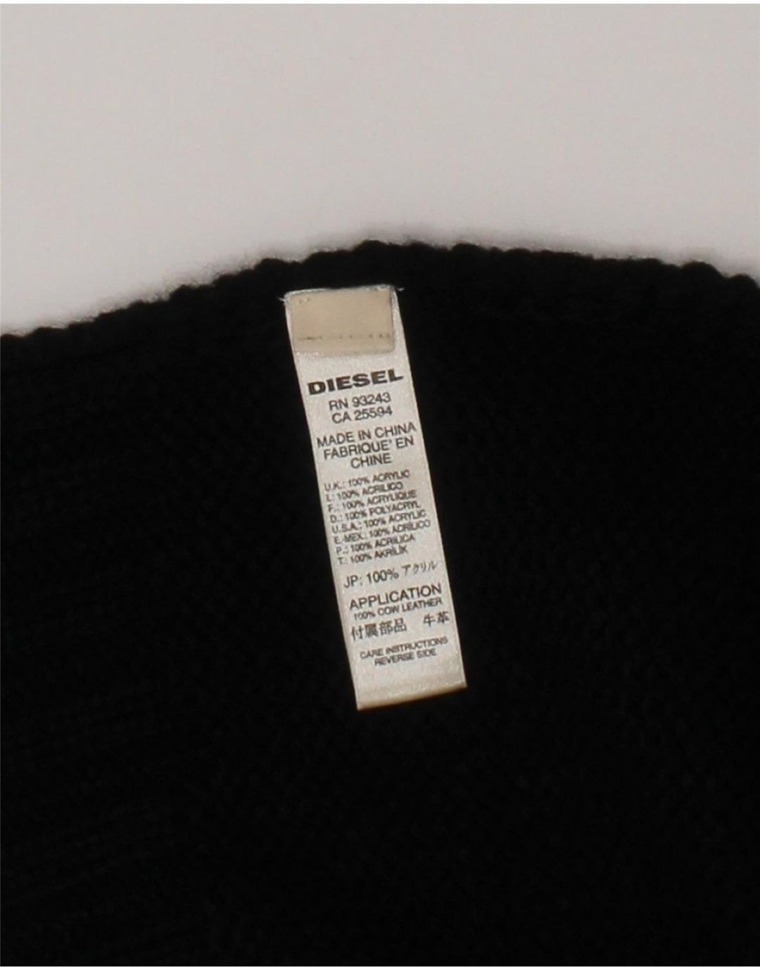 Sciarpa rettangolare da uomo Diesel, taglia unica, in acrilico nero