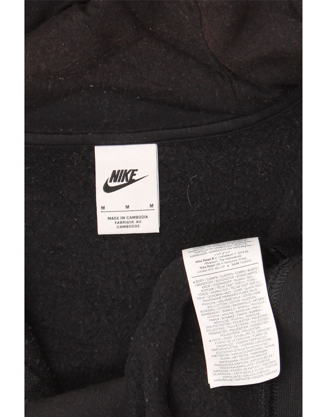 Felpa con cappuccio e zip Nike da uomo in cotone nero medio