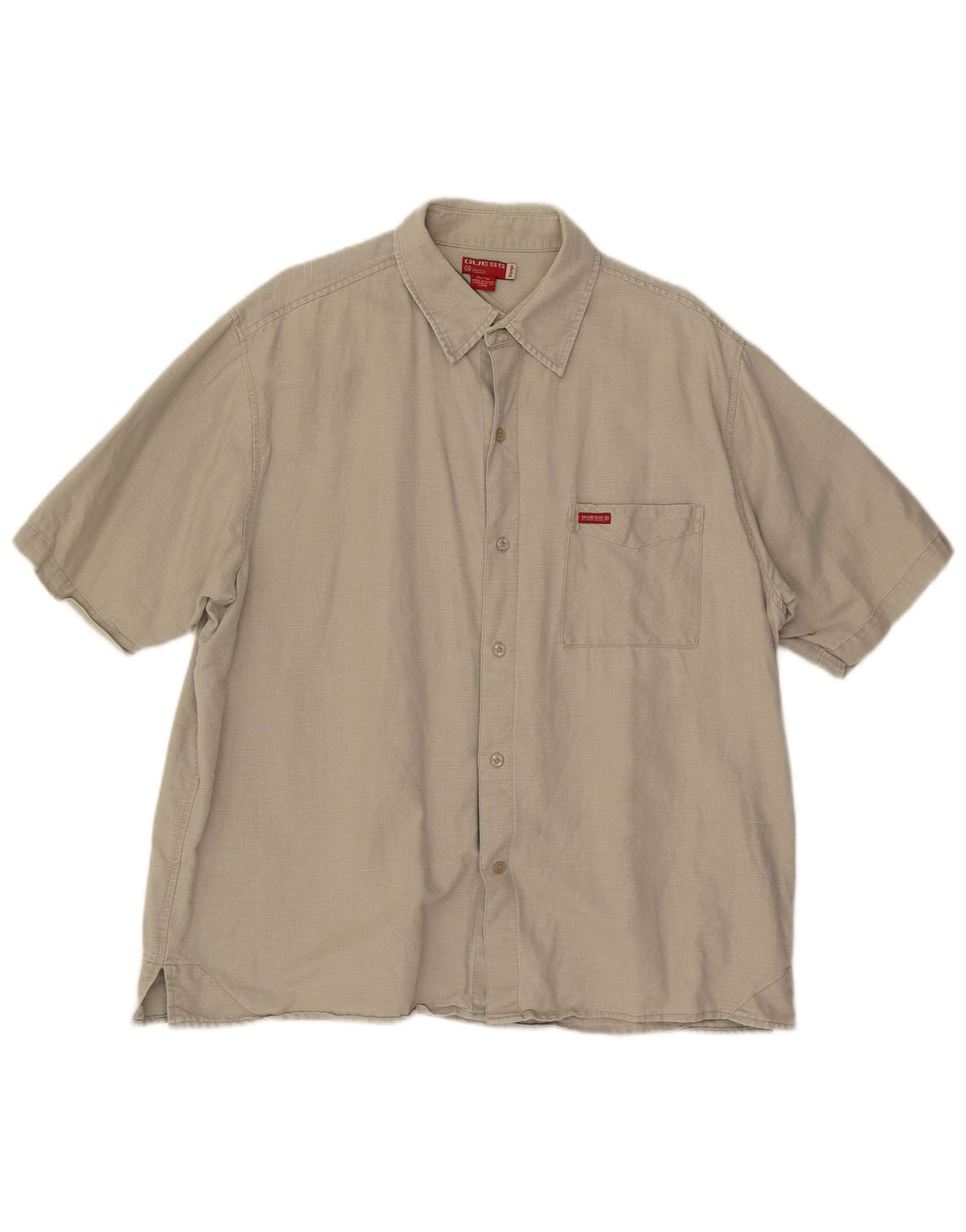 Camicia GUESS Uomo Manica Corta XL Lino Beige