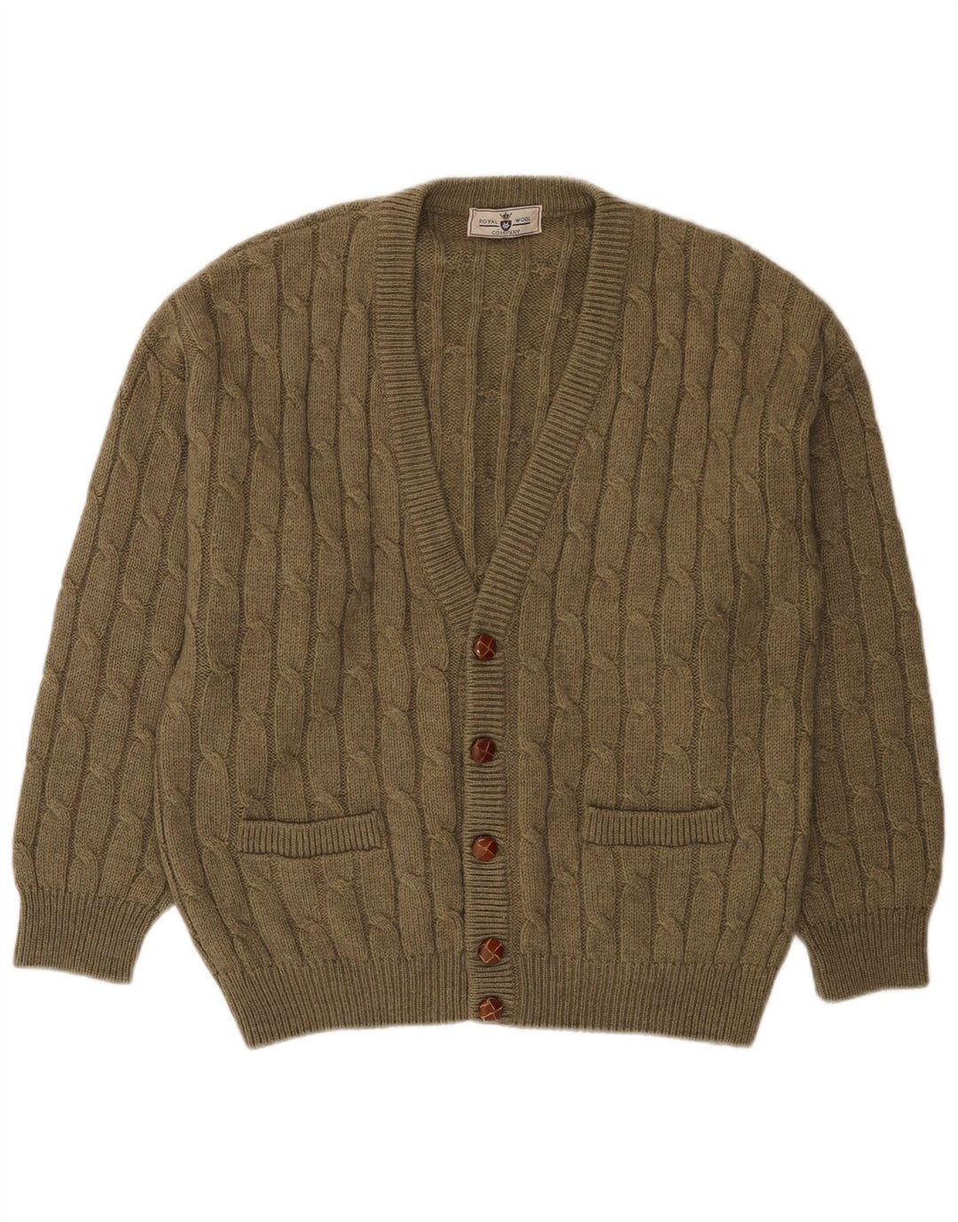 Maglione cardigan da uomo vintage grande color kaki