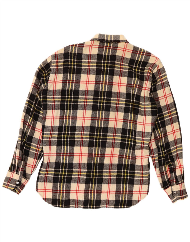 Camicia vintage da uomo in flanella scozzese medio multicolore
