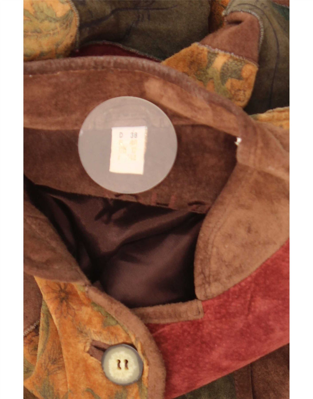 Giacca in pelle scamosciata dal taglio ampio da donna Landhaus UK 12 Pelle patchwork marrone medio