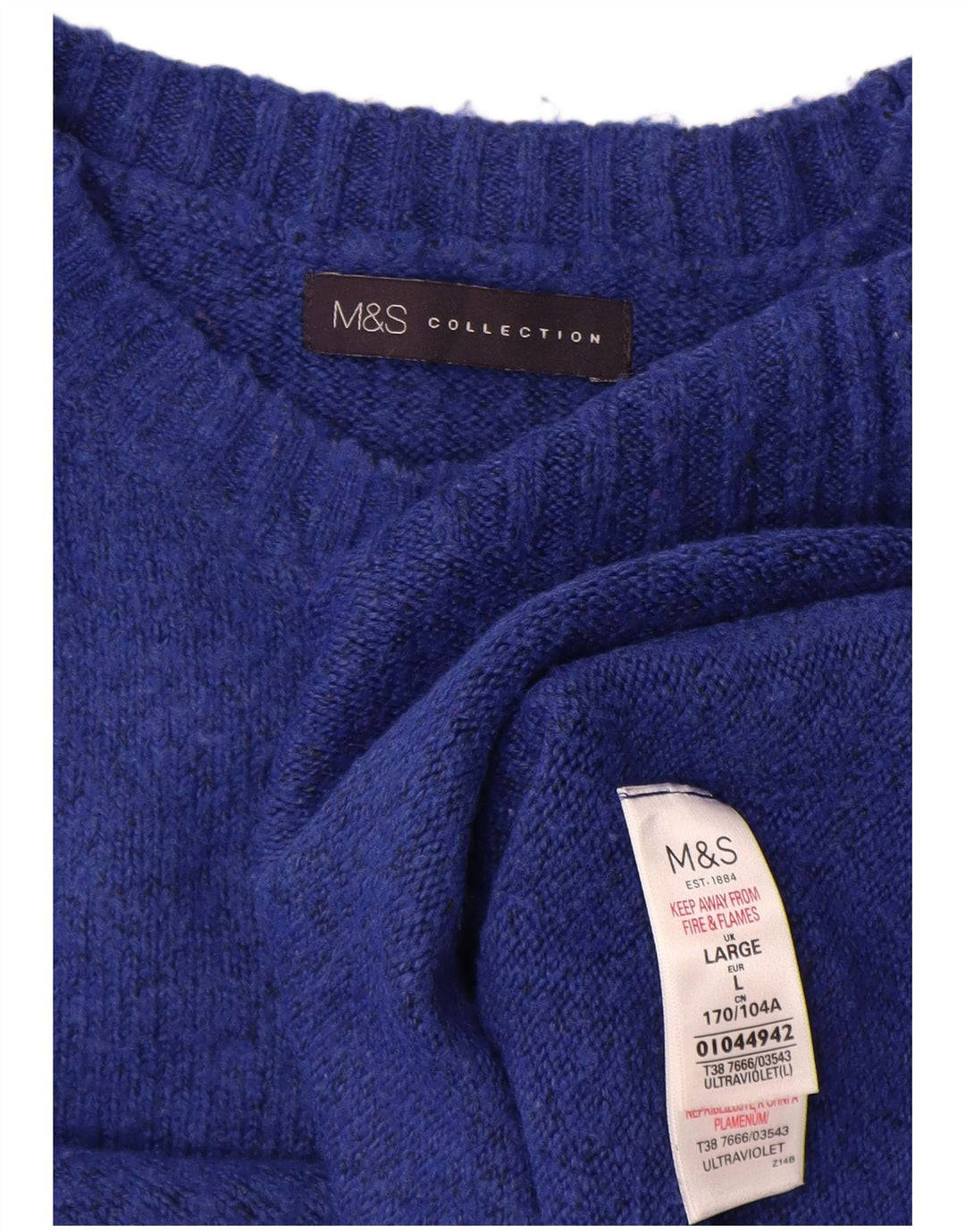 Maglione maglione girocollo da donna Marks & Spencer UK 16 grande acrilico blu
