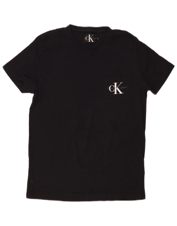T-shirt grafica da uomo Calvin Klein Top in cotone nero medio