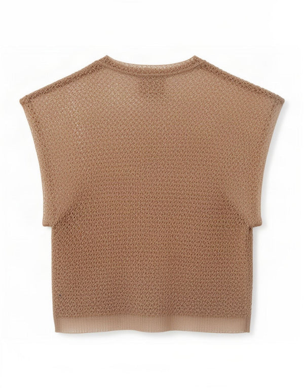 Top cardigan all'uncinetto da donna Reiss trasparente UK 10 piccolo beige