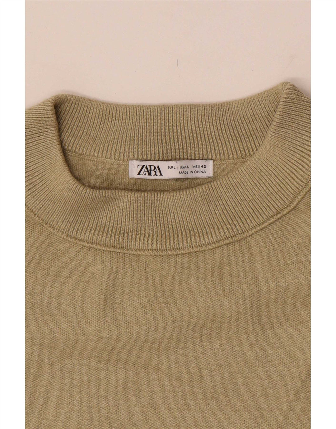 Maglione maglione girocollo da uomo Zara grande color kaki