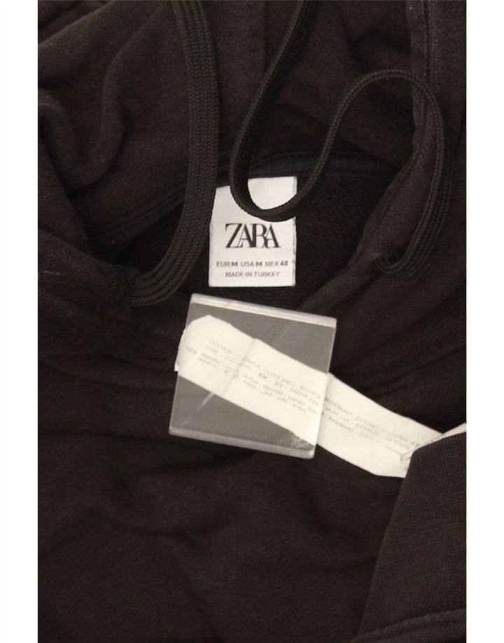 Maglione con cappuccio a maniche corte da uomo Zara in cotone nero medio