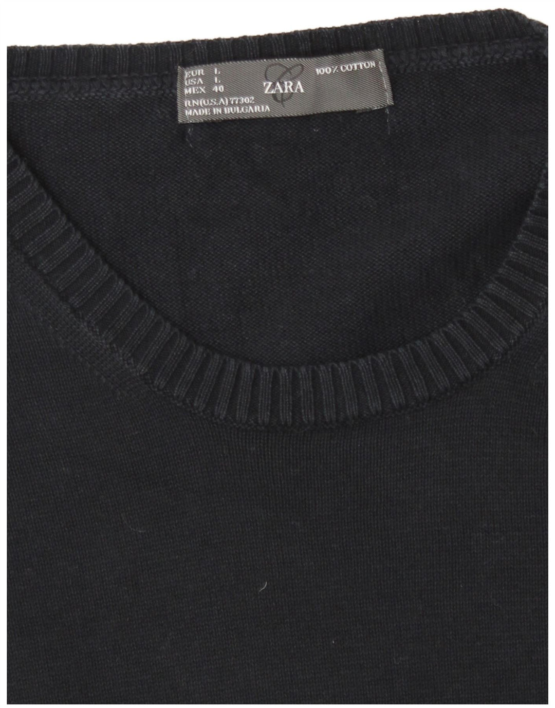 Maglione maglione girocollo da uomo Zara grande in cotone blu navy