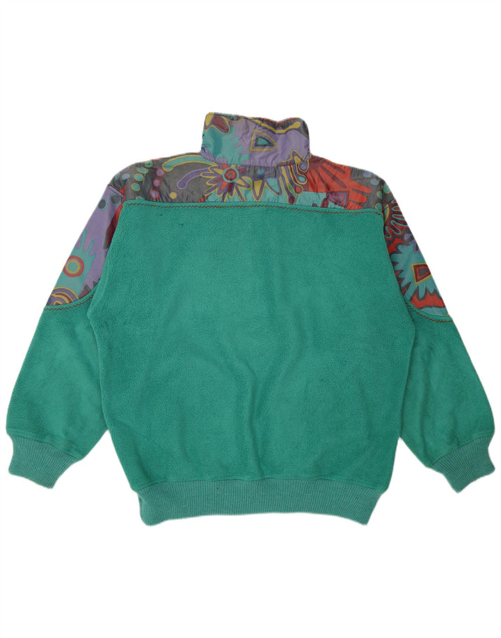 Maglione in pile da uomo Silvy con zip e collo XL verde geometrico in poliestere