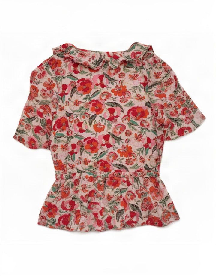 Top camicetta da donna Marks & Spencer UK 10 piccola viscosa floreale multicolore