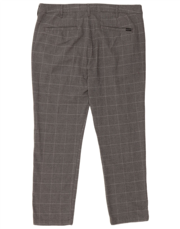 Pantaloni chino slim da uomo Hollister W36 L28 poliestere a quadri grigi
