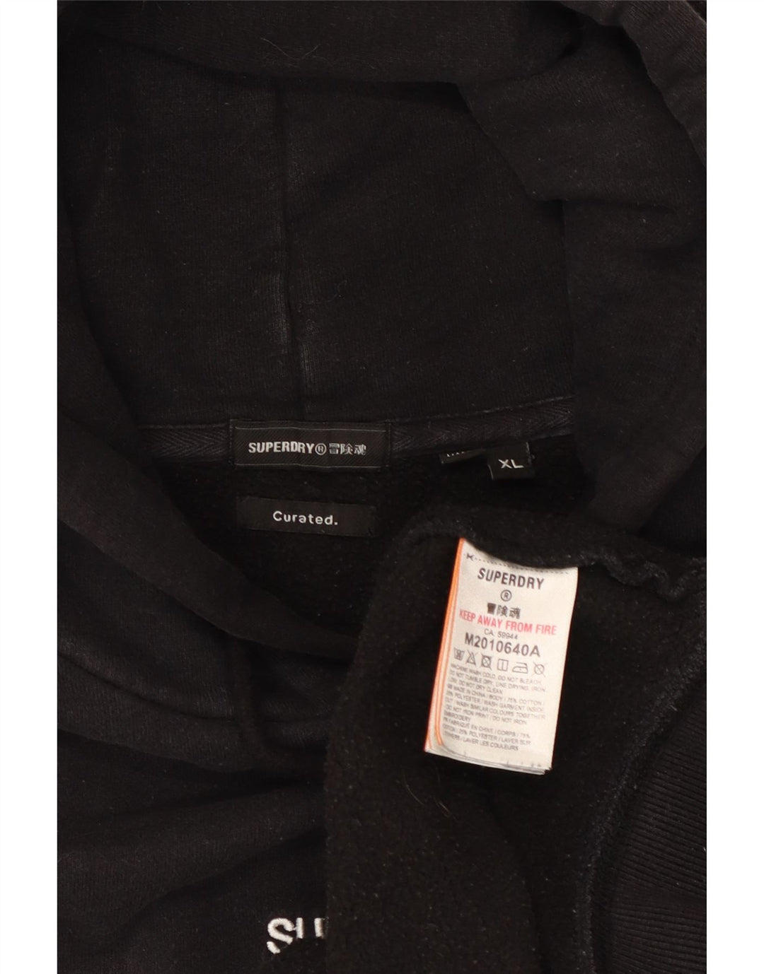 Felpa con cappuccio da uomo Superdry XL in cotone nero