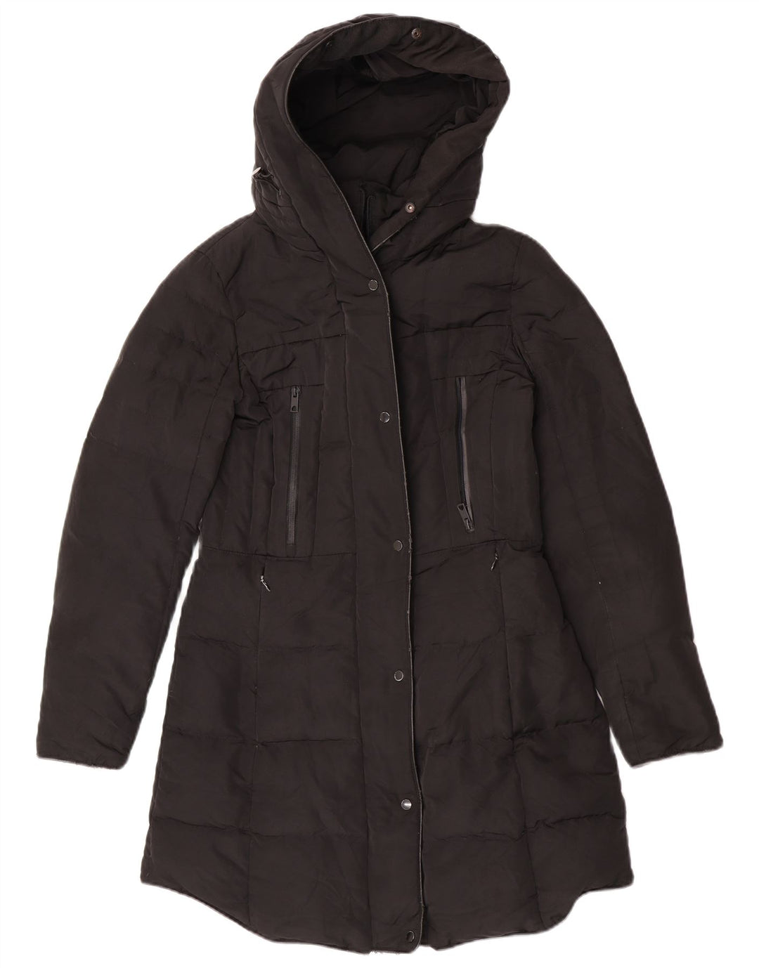 Cappotto imbottito con cappuccio da donna Zara UK 14 medio nero