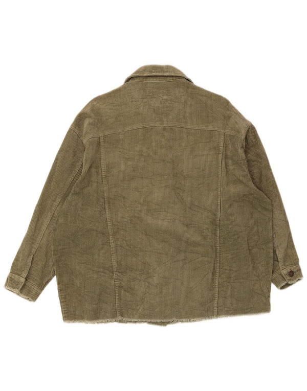 Giacca da donna oversize in velluto a coste Zara UK 14 cotone kaki medio