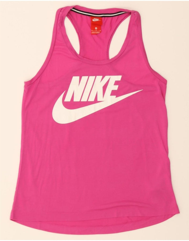 NIKE Womens Graphic Vest Top UK 12 Medium Pink Polyester Vintage Nike and Second-Hand Nike from Messina Hembry 