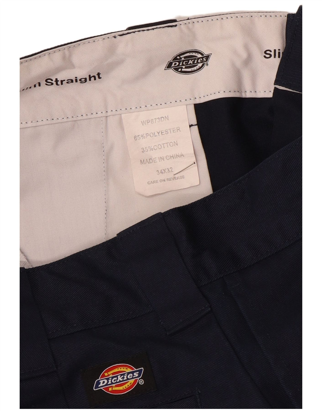 Pantaloni chino dritti slim da uomo Dickies W34 L32 poliestere blu navy