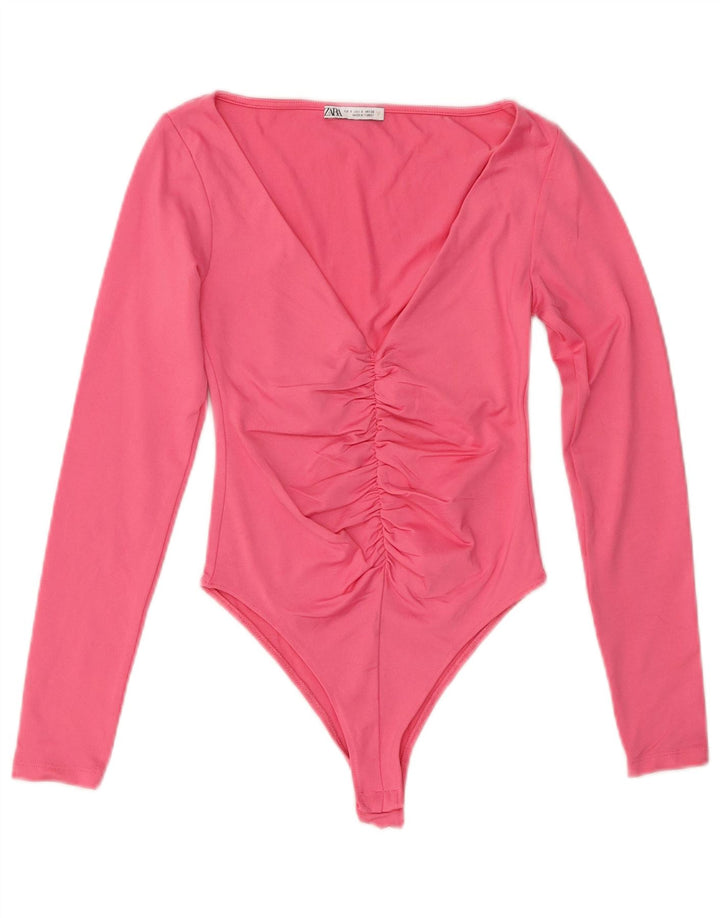 Body a maniche lunghe da donna Zara UK 8 piccolo rosa