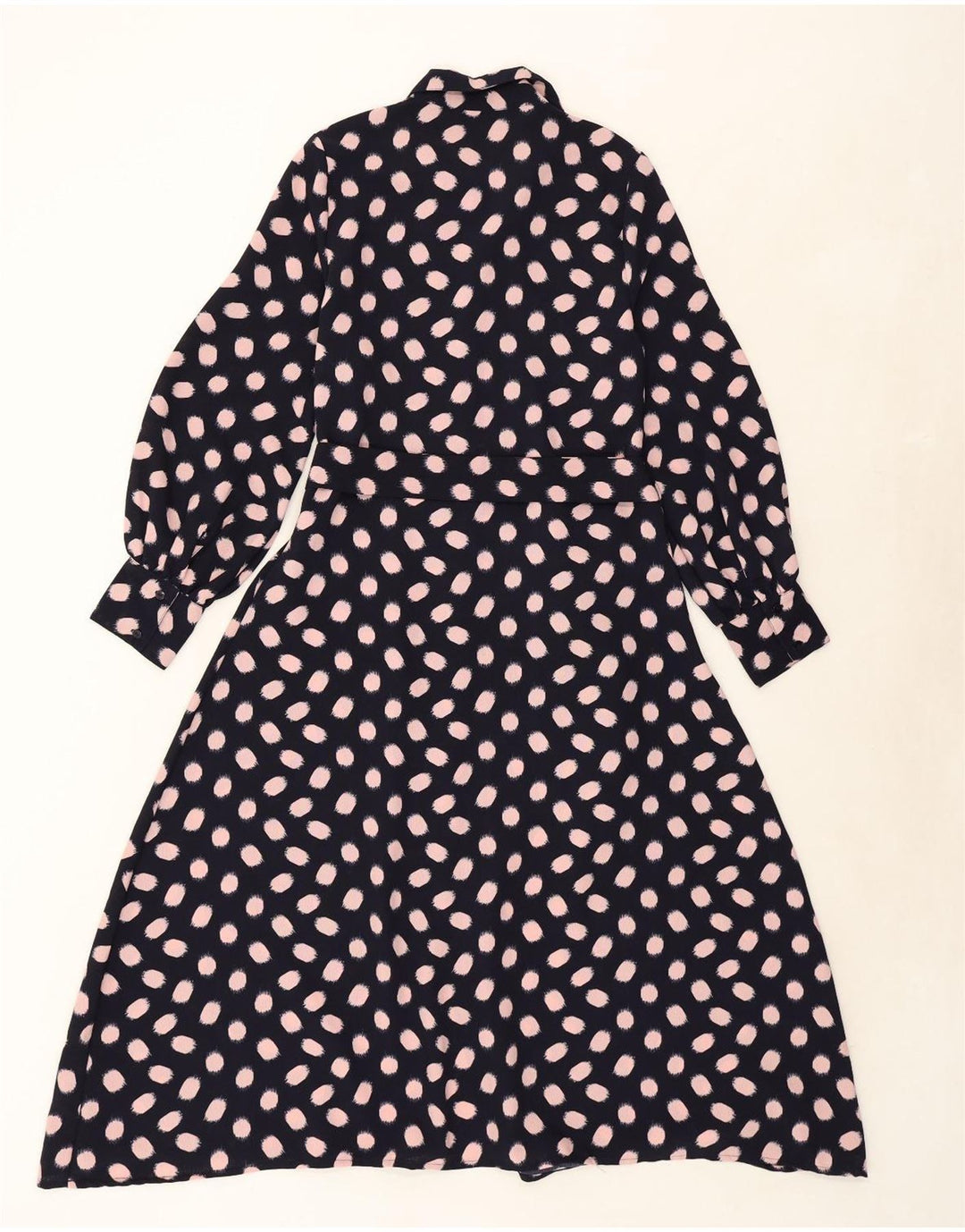 WALLIS Womens Shirt Dress UK 12 Medium Navy Blue Spotted Vintage Wallis and Second-Hand Wallis from Messina Hembry 