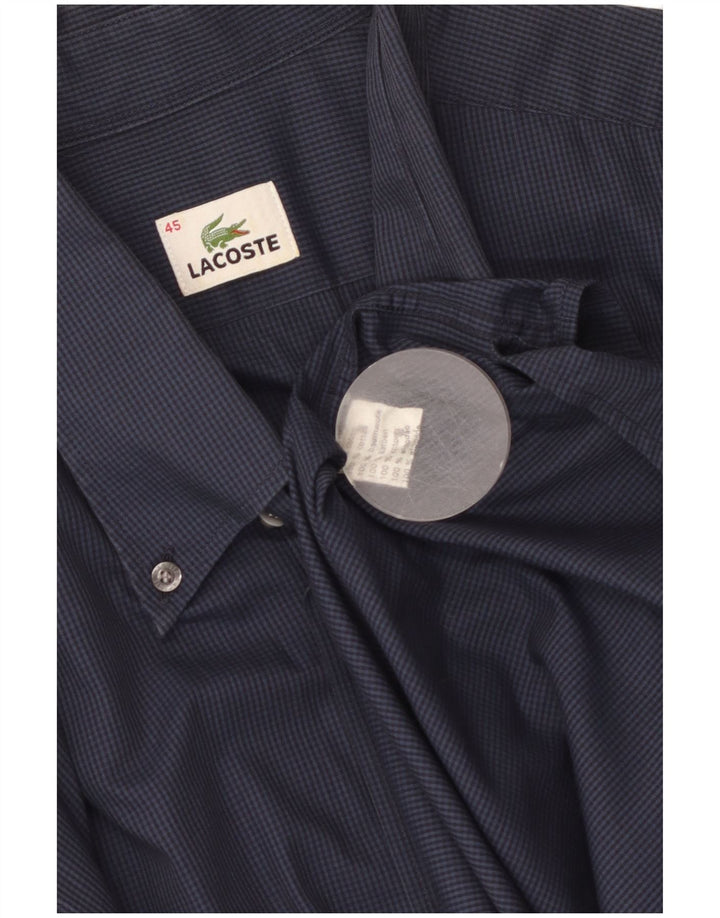 Camicia da uomo LACOSTE taglia 45 XL in cotone a quadri blu navy